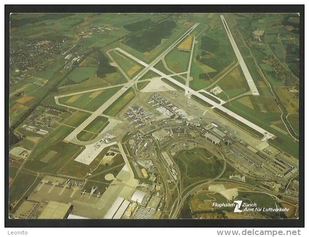 ZÜRICH FLUGHAFEN Pisten Bauten Flugaufnahme Swissair 1986 - Aérodromes