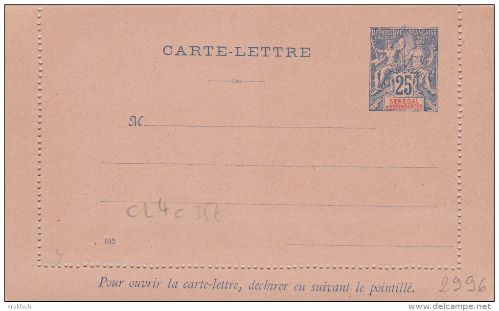 Sénégal - Carte-lettre Entier ACEP CL 4 - Cote 35 Euros - Stationery Ganzsache - Brieven En Documenten