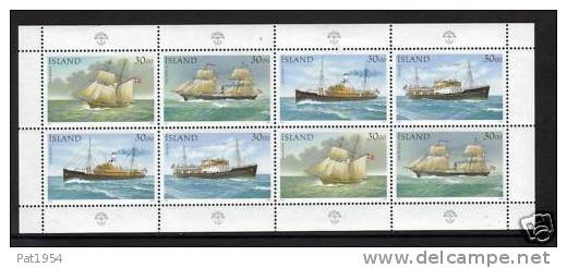 Islande Mini Feuille Neuve 706/09 Bateaux Postaux - Unused Stamps