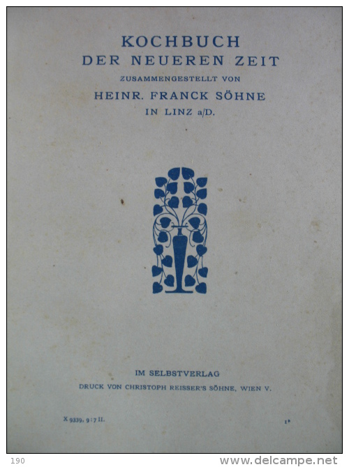 HEINR.FRANCK SOHNE IN LINZ A/D.:KOCHBUCH DER NEUEREN ZEIT - Alte Bücher