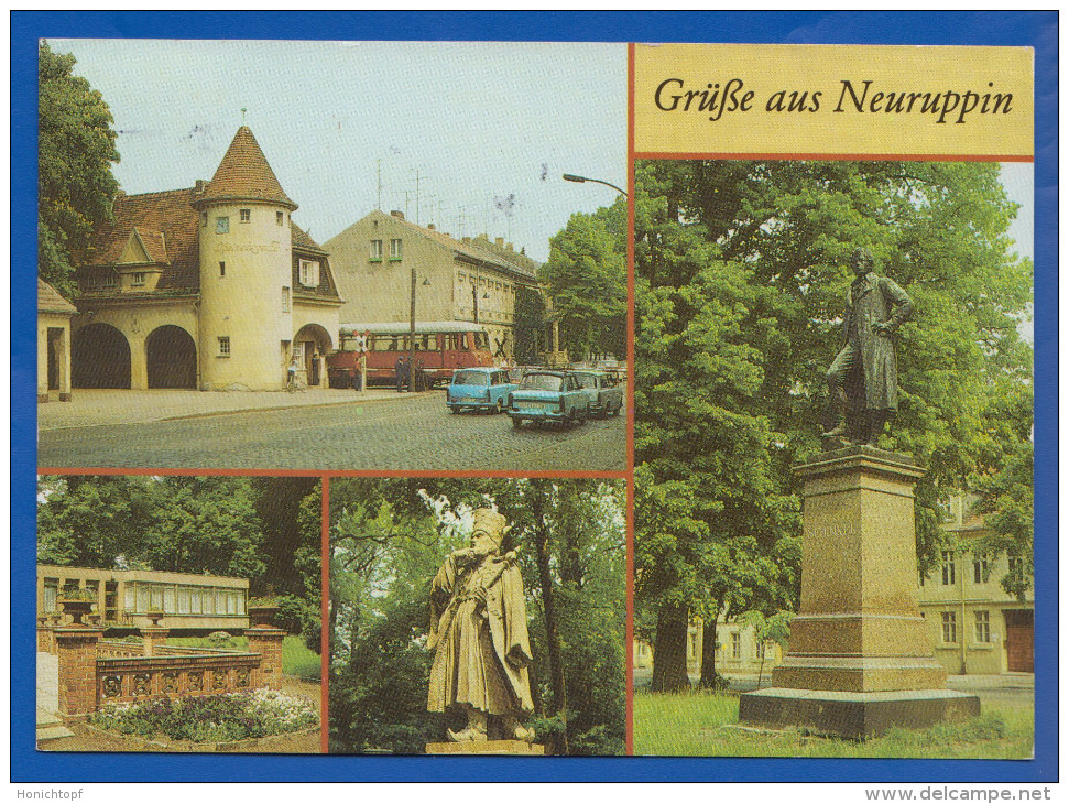 Deutschland; Neuruppin; Multivuekarte Mit Bahnhof - Neuruppin