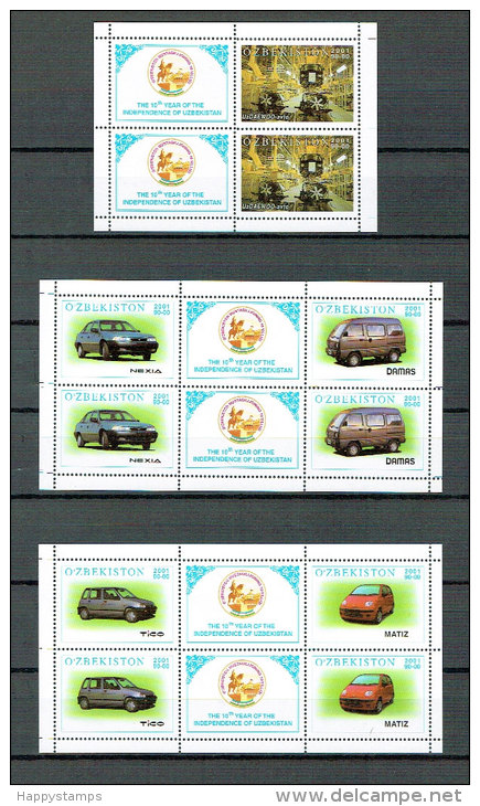 Usbekistan -  Autos / Cars 2001 (**/MNH) - Kleinbogensatz - Uzbekistan