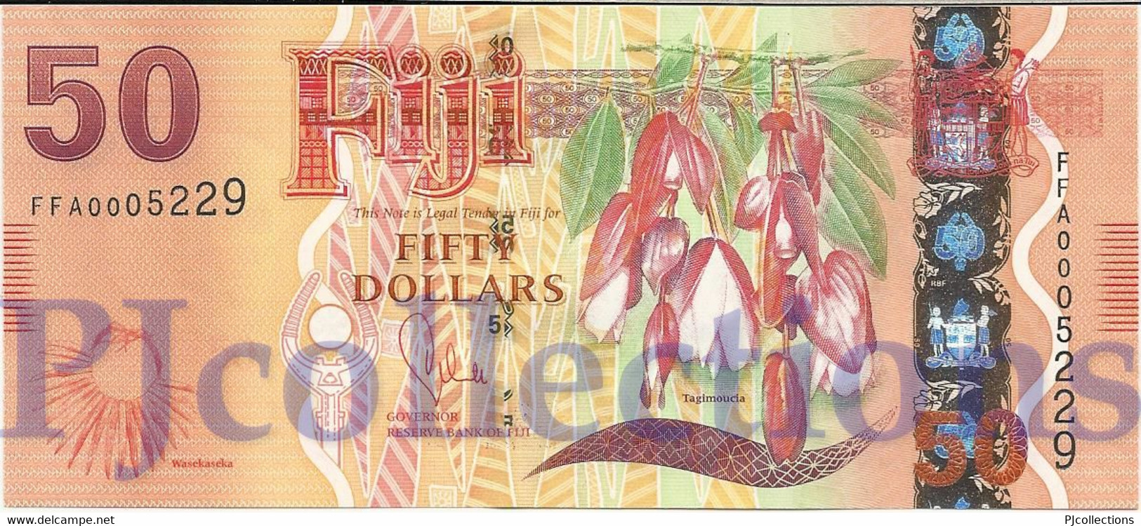 FIJI 50 DOLLARS 2013 PICK 118a UNC PREFIX "FFA" LOW SERIAL NUMBER - Fidji