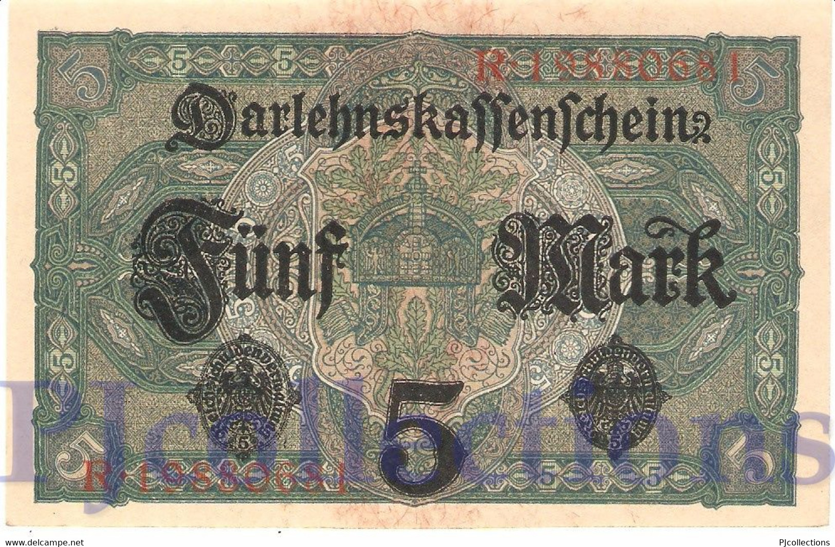 GERMANY 5 MARK 1917 PICK 56b UNC - 5 Mark