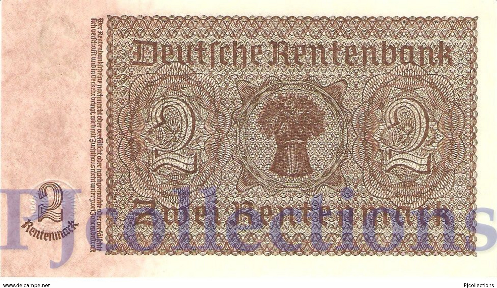 GERMANY 2 RENTENMARK 1937 PICK 174b UNC - Other & Unclassified