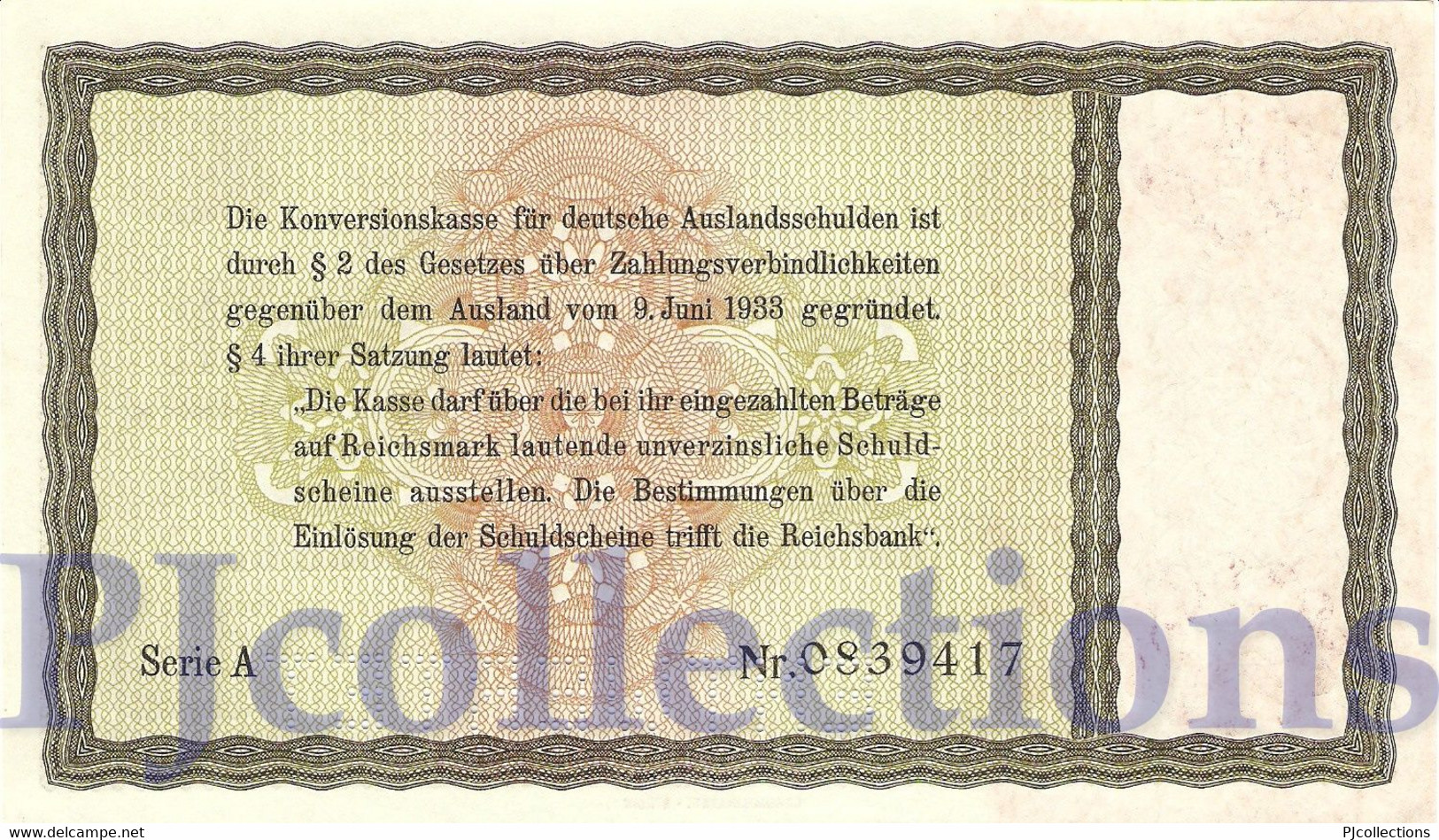 GERMANY 5 REICHMARK 1934 PICK 207 AUNC PERFORATED "ENTWERTET" - 5 Reichsmark
