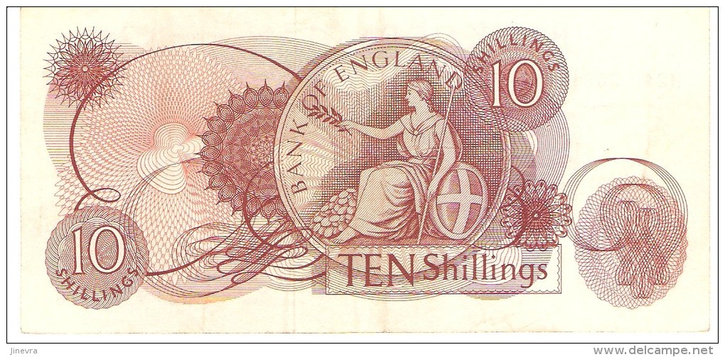 GREAT BRITAIN 10 SHILLINGS 1960 PICK 373a XF - 10 Schilling