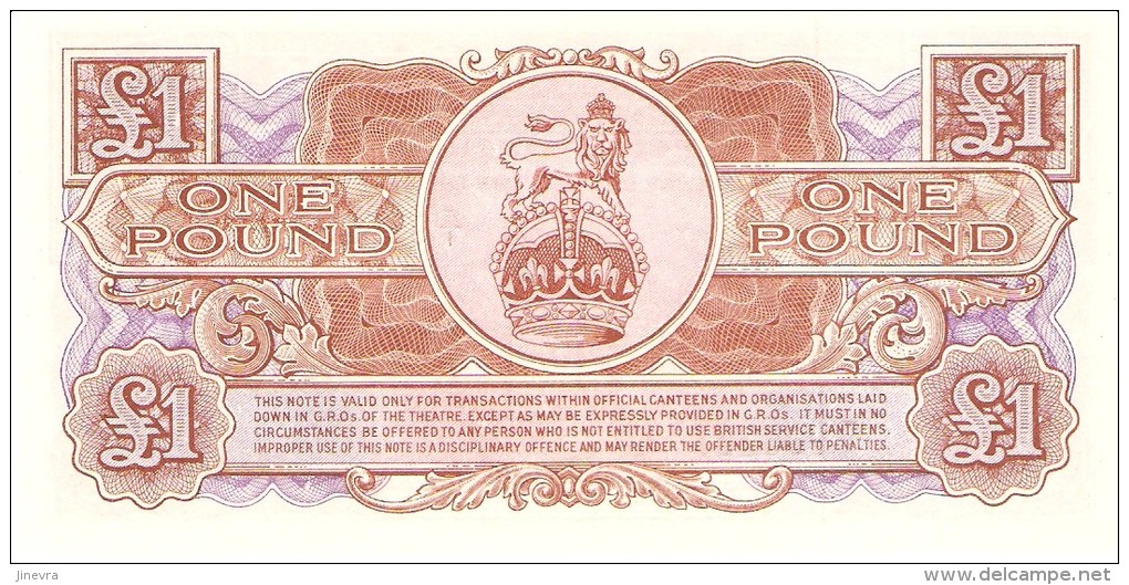 GREAT BRITAIN 1 POUND 1956 PICK M29 UNC - Autorità Militare Britannica