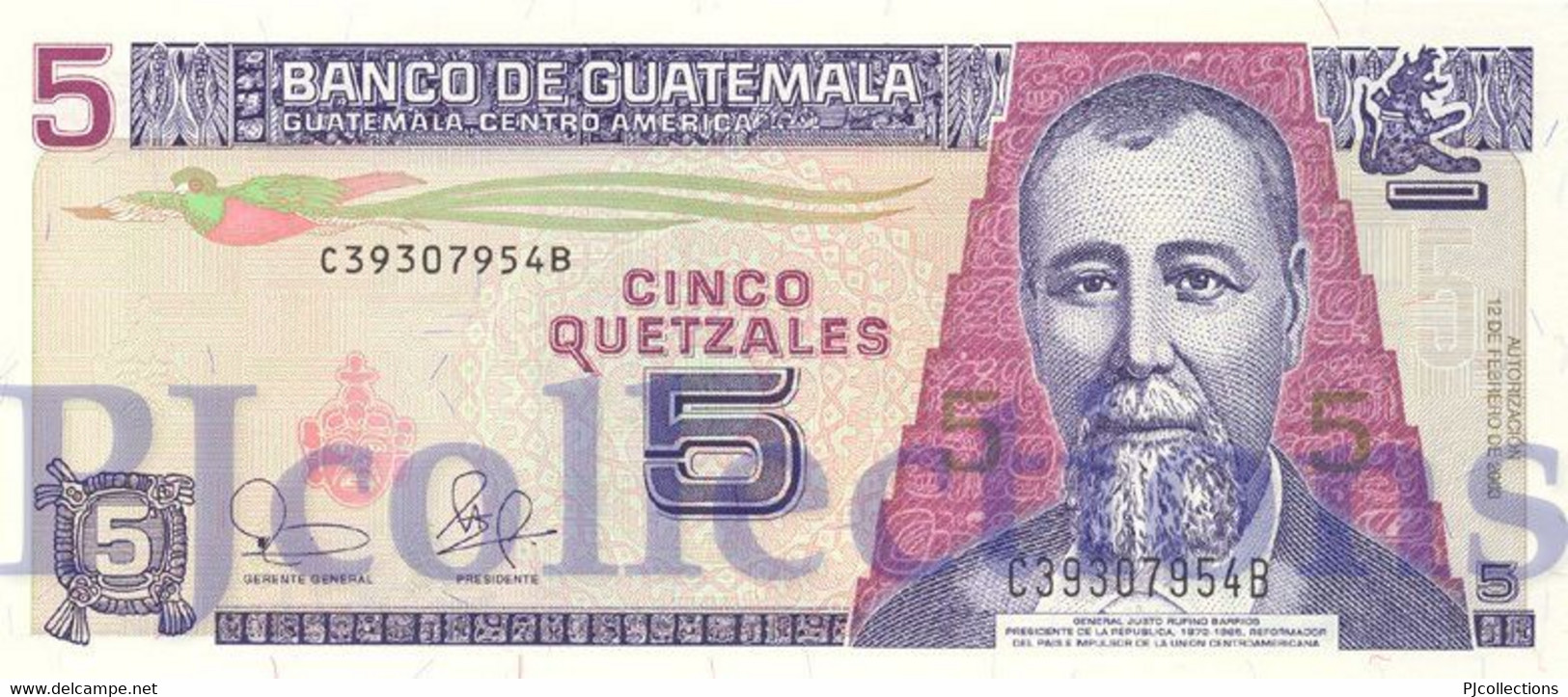 GUATEMALA 5 QUETZALES 2003 PICK 106a UNC - Guatemala