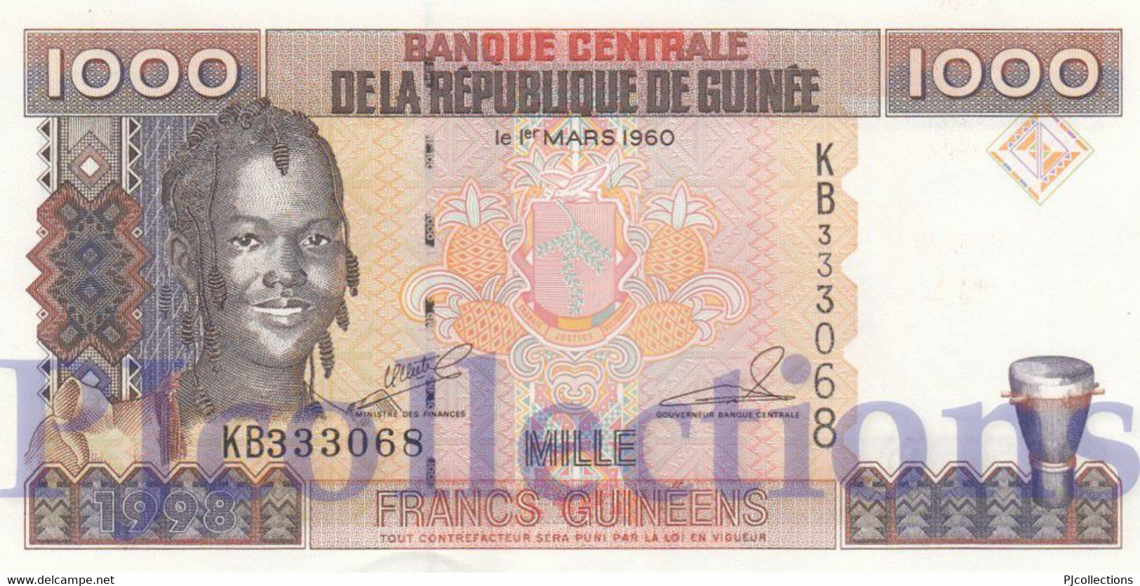 GUINEA 1000 FRANCS 1998 PICK 37 UNC - Guinée