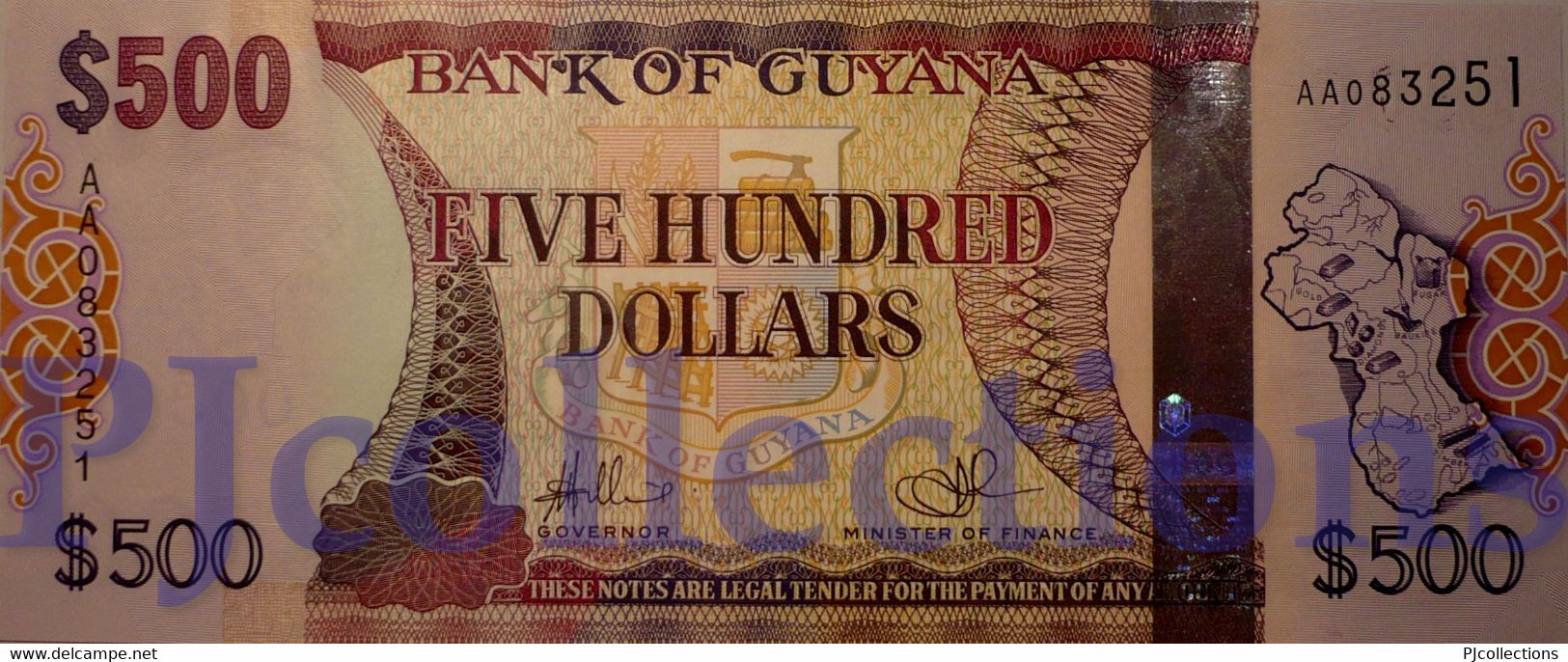 GUYANA 500 DOLLARS 2011 PICK 37a UNC PREFIX "AA" - Guyana