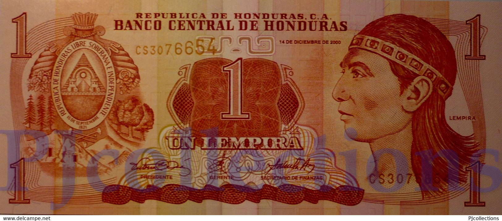 HONDURAS 1 LEMPIRA 2000 PICK 84a UNC - Honduras