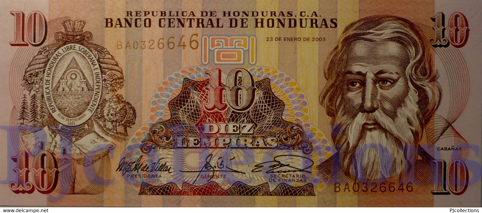 HONDURAS 10 LEMPIRAS 2003 PICK 86b UNC - Honduras