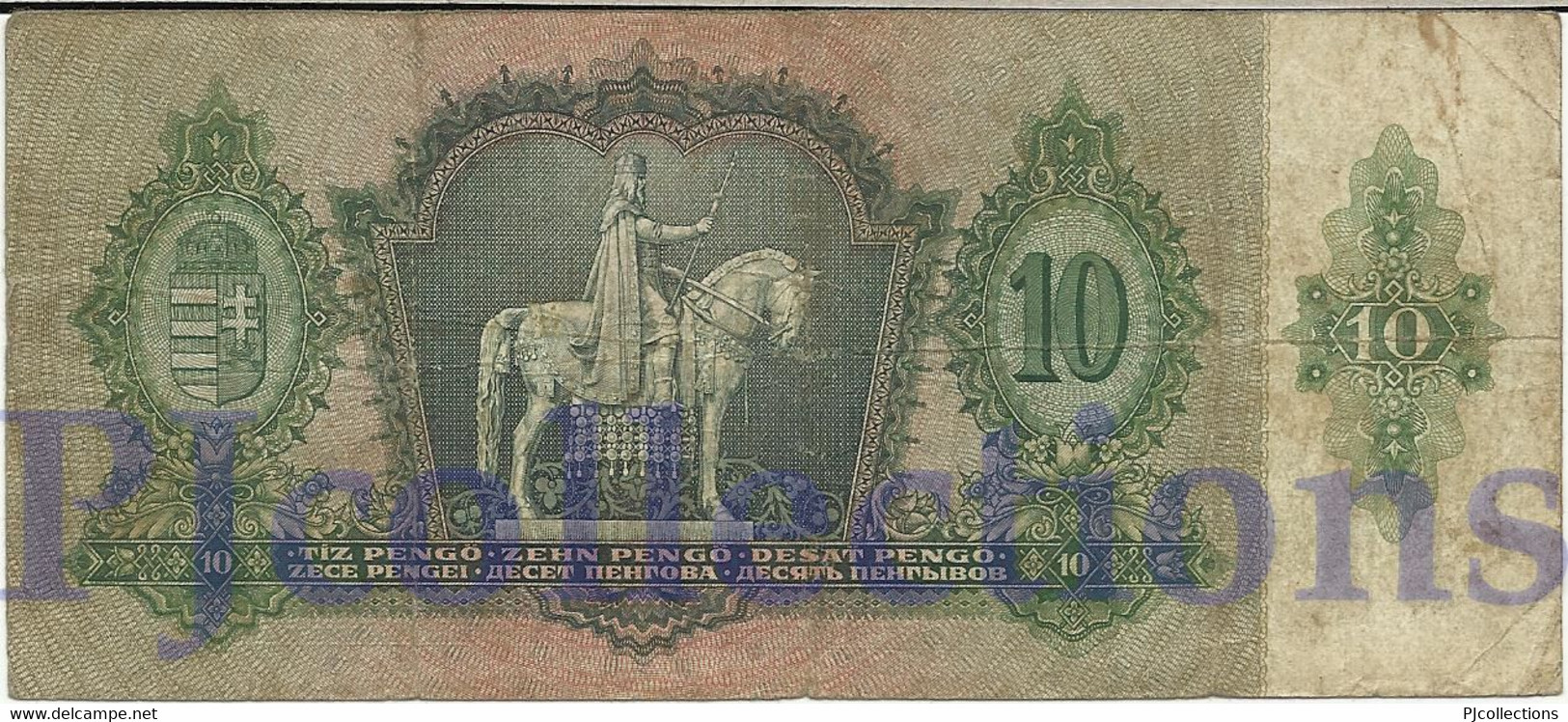 HUNGARY 10 PENGO 1936 PICK 100 FINE - Hongrie