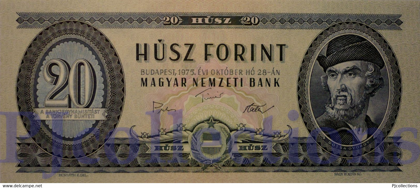 HUNGARY 20 FORINT 1975 PICK 169f UNC - Hongrie