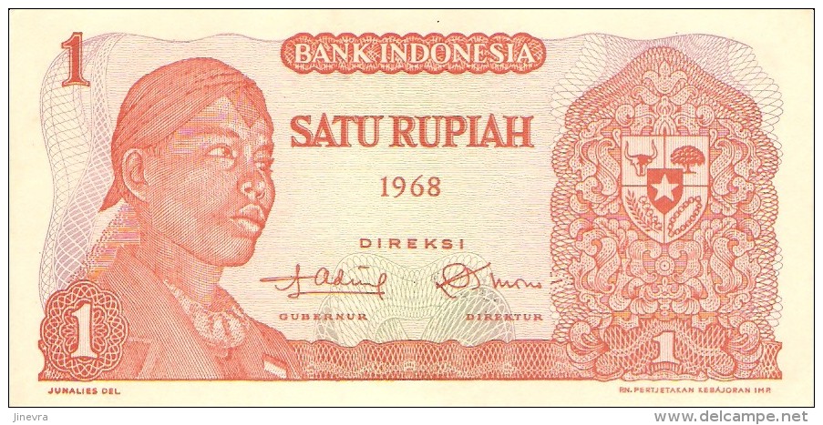 INDONESIA 1 RUPIAH 1968 PICK 102 AUNC - Indonésie