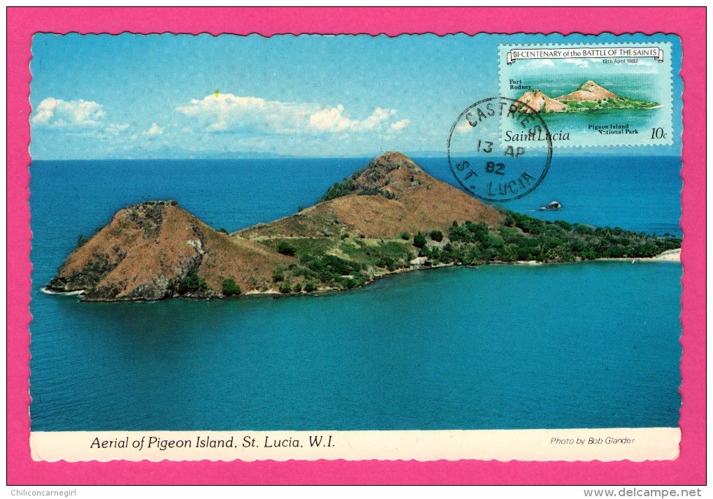 Aerial Of Pigeon Island - St Lucia - BOB GLANDER - 1982 - Avec Timbre Bi-Centenary Of The Battle Of The Saints - Autres & Non Classés