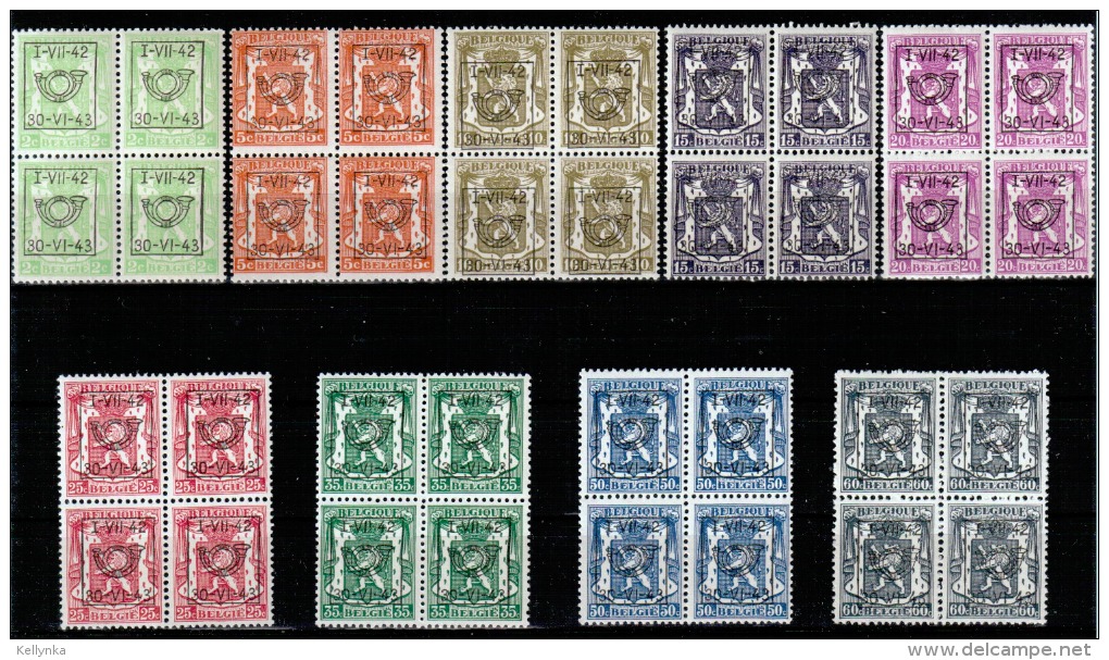 Belgique - Belgie - PRE484/492 - En Bloc De 4 - Préoblitérés - 1942/43 - MNH - Altri & Non Classificati