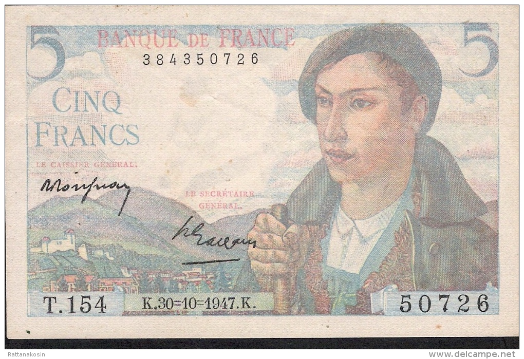 FRANCE  FAY.5.7  5  FRANCS    30.10.1947            BERGER   VF - 5 F 1943-1947 ''Berger''