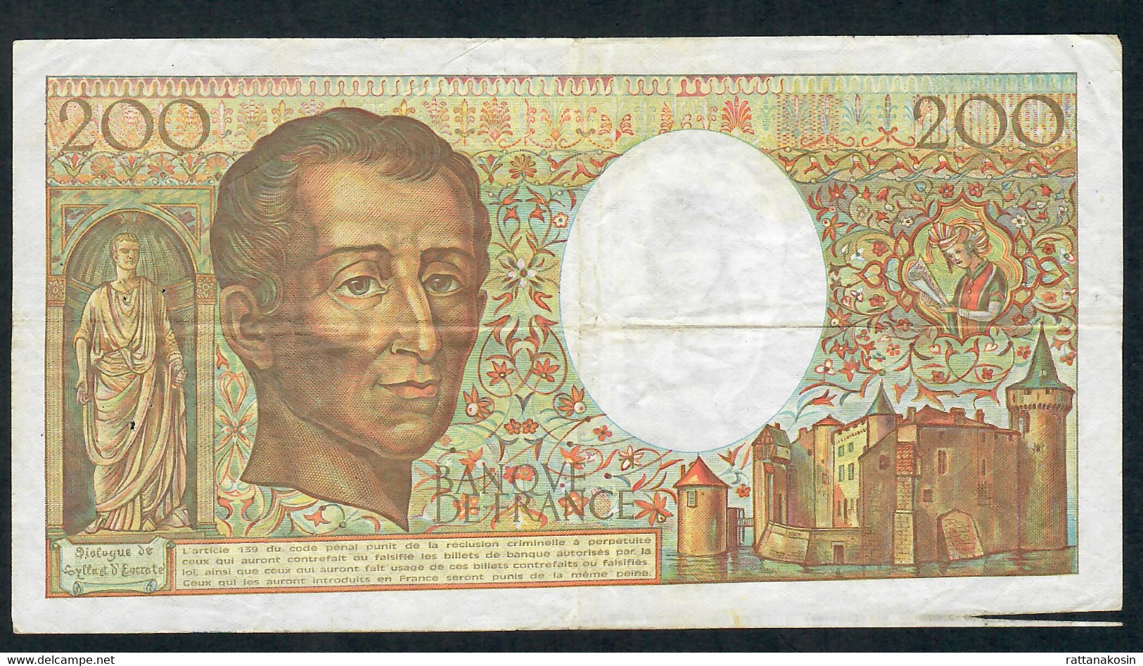 FRANCE  FAY.70.2  200  FRANCS   MONTESQUIEU    1989   F-VF - 200 F 1981-1994 ''Montesquieu''