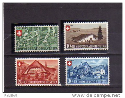 SWITZERLAND SUISSE SCHWEIZ SVIZZERA 1945 NATIONAL FETE NATIONALE FESTA NAZIONALE COMPLETE SET SERIE MNH - Nuevos