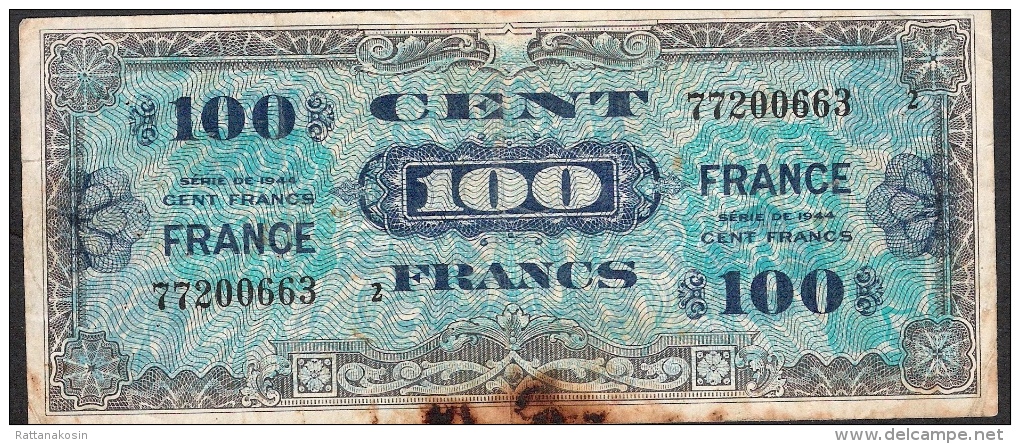 FRANCE   FAY.20.2     100 FRANCS   1944    FINE - 1945 Verso Francia