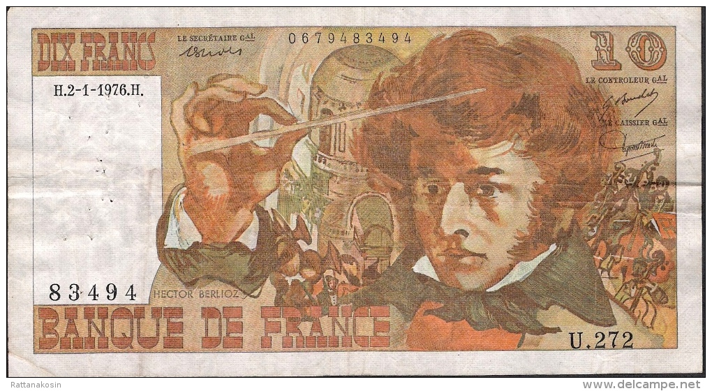 FRANCE  P150c    FAY.63.16  10 FRANCS   2.1.1976  BERLIOZ      F-VF - 10 F 1972-1978 ''Berlioz''