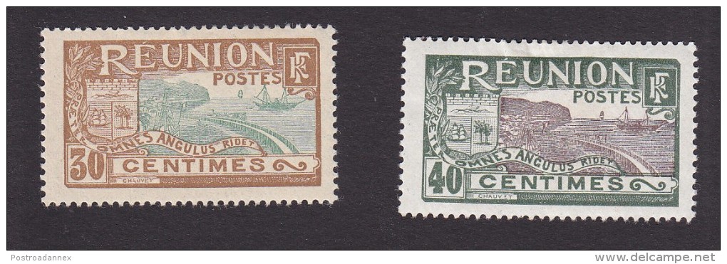 Reunion, Scott #74, 79, Mint Hinged, Scenes Of Reunion, Issued 1907-1925 - Neufs