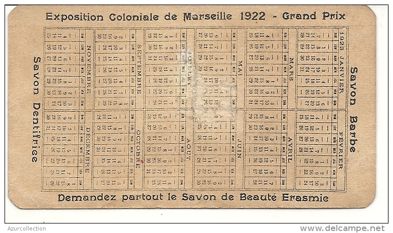 ERASME + CALENDRIER 1922 - Anciennes (jusque 1960)