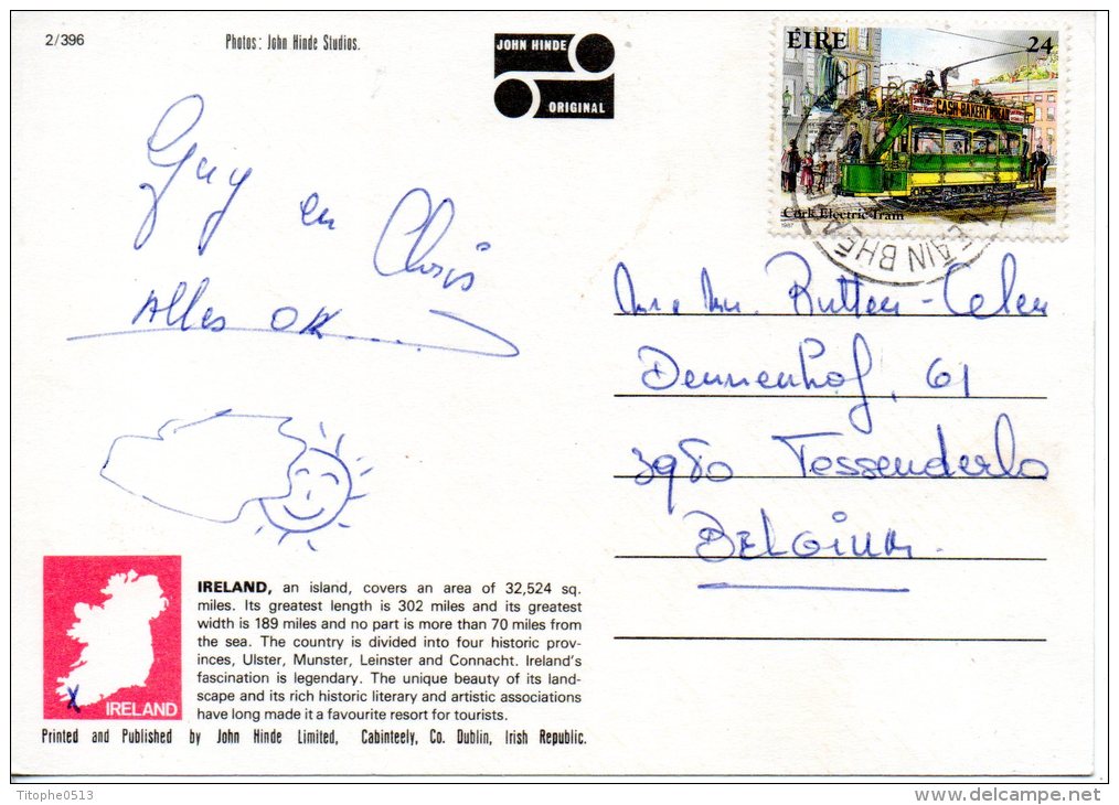 IRLANDE. N°618 De 1987 Sur Carte Postale Ayant Circulé. Tramway. - Tramways