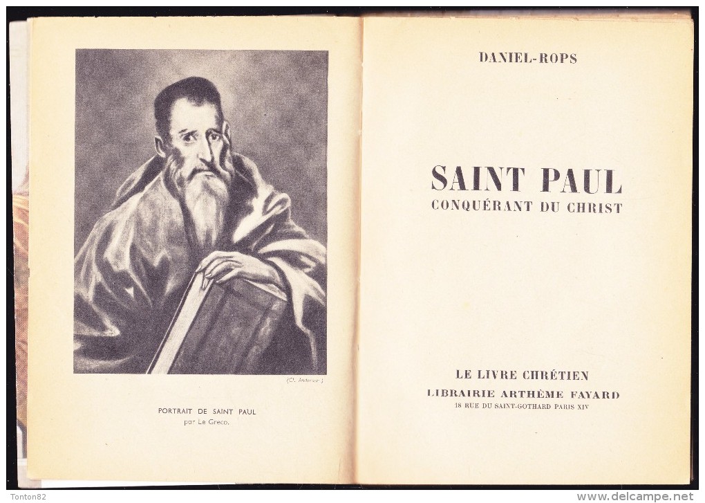 Daniel - Rops - Saint Paul - Librairie Arthème Fayard  / Le Livre Chrétien N° 7 - ( 1952 ) . - Godsdienst