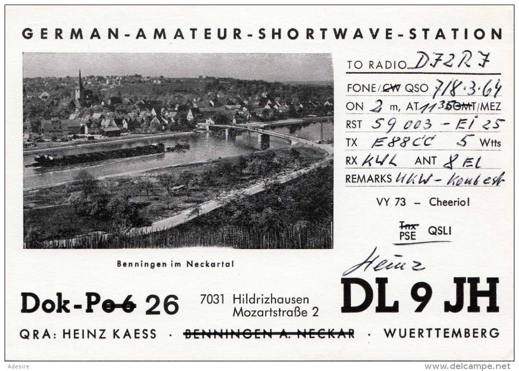 FUNK - QSL, German Amateur Shortwave Station, Benningen Im Neckartal - Hildritzhausen - Radio