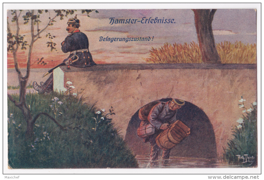 Carte Illustrée Par A Thiele - Hamster-Erlebnisse - Le Gendarme Surveille La Route, Le Contrebandier Passe Sous Le Pont - Thiele, Arthur