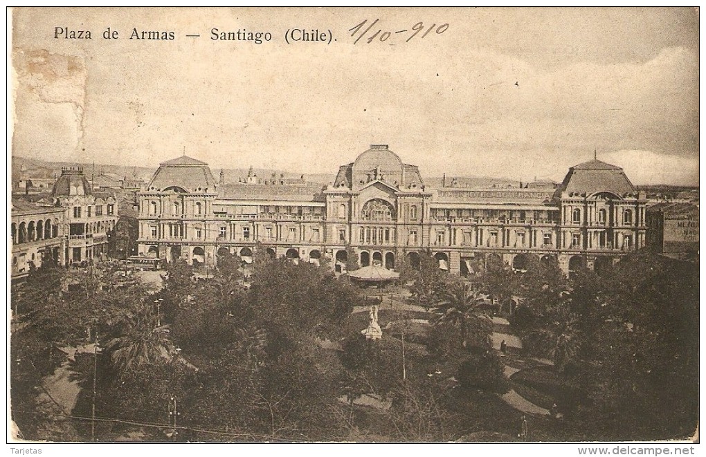 POSTAL DE SANTIAGO DE LA PLAZA DE ARMASDEL AÑO 1910  (CHILE) (HUME Y Ca AHUMADA) - Chile