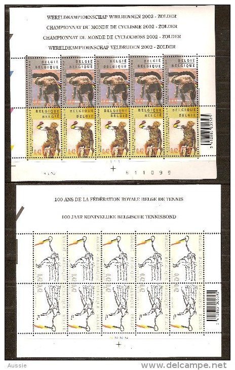 Belgique Belgie 2002 OCBn° 3052-55 *** MNH Cote 20 Euro Feuillets Complètes Sport - Neufs