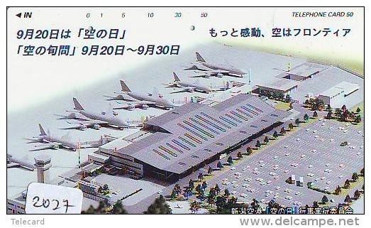 Télécarte Japon * AIRPORT  (2027) Japan Phonecard Airplane * Flugzeug Avion * AVION * AIRLINES * - Flugzeuge