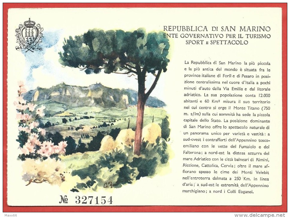 CARTOLINA NV SAN MARINO - Ente Governativo Turismo Sport E Spettacolo - Illustrata Frattini - Numerata - 10 X 15 - San Marino