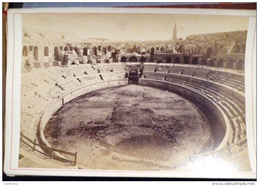 NIMES ALBUM DE 12 PHOTOGRAPHIE XIXeme PAR FESCOURT : ESPLANADE AMPHITHEATRE NYMPHOEUM TEMPLE DE DIANE ACQUEDUC