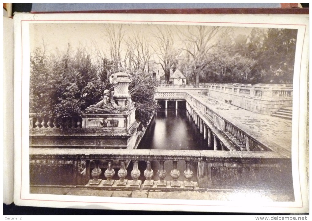 NIMES ALBUM DE 12 PHOTOGRAPHIE XIXeme PAR FESCOURT : ESPLANADE AMPHITHEATRE NYMPHOEUM TEMPLE DE DIANE ACQUEDUC