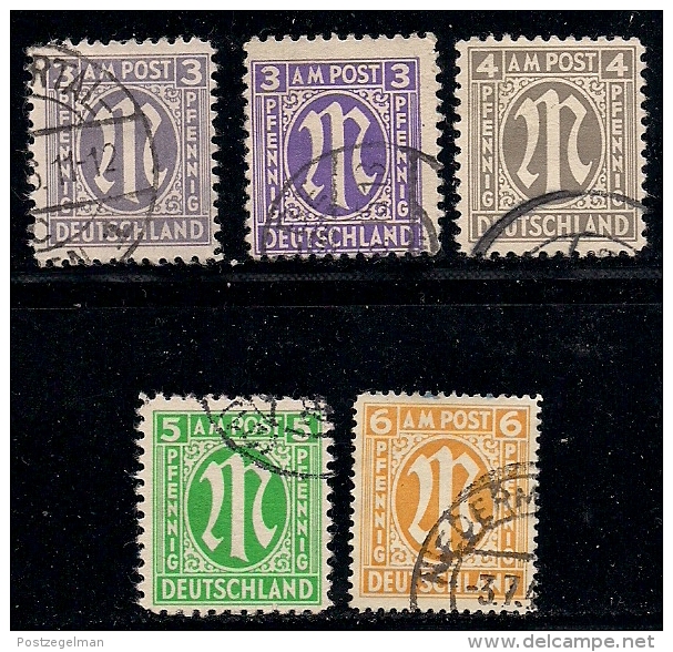 GERMANY, Allied Occupation, 1945, Cancelled Stamp(s) Number Stamps, MI 16=35   #13407, 5 Values Only - Other & Unclassified