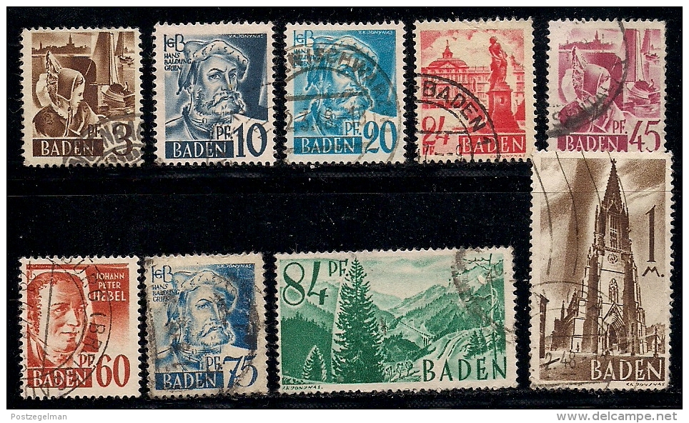 GERMANY, Allied Occupation, 1945, Cancelled Stamp(s) Personlities + Buildings, MI 16-291=13   #13415, 9 Values Only - Other & Unclassified