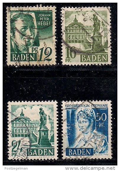 GERMANY, Allied Occupation, 1948, Cancelled Stamp(s) Personlities + Buildings, MI 14=27,  #13416, 4 Values Only - Other & Unclassified