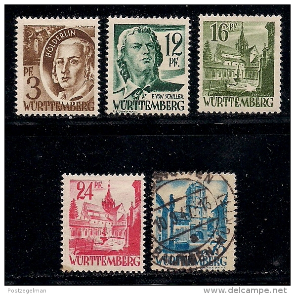 GERMANY, Allied Occupation, 1947, Cancelled Stamp(s) Personalities + Buildings, MI 1=13,  #13419, 5 Values Only - Other & Unclassified