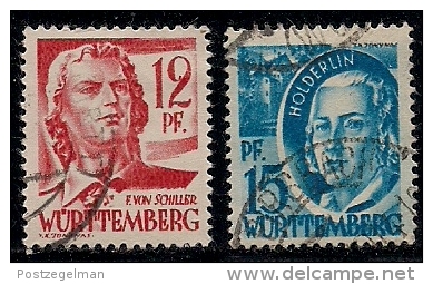 GERMANY, Allied Occupation, 1948, Cancelled Stamp(s) Personalities + Buildings, MI 14=27,  #13420, 2 Values Only - Other & Unclassified