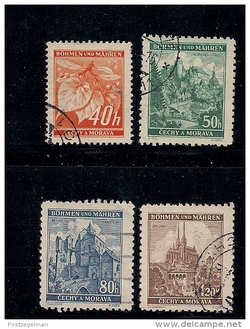 GERMANY, BOHMEN &amp; MAREN, 1940, Cancelled Stamp(s) Fruits &amp; Buildings,  MI 38=41 #13429,  Complete - Occupation 1938-45