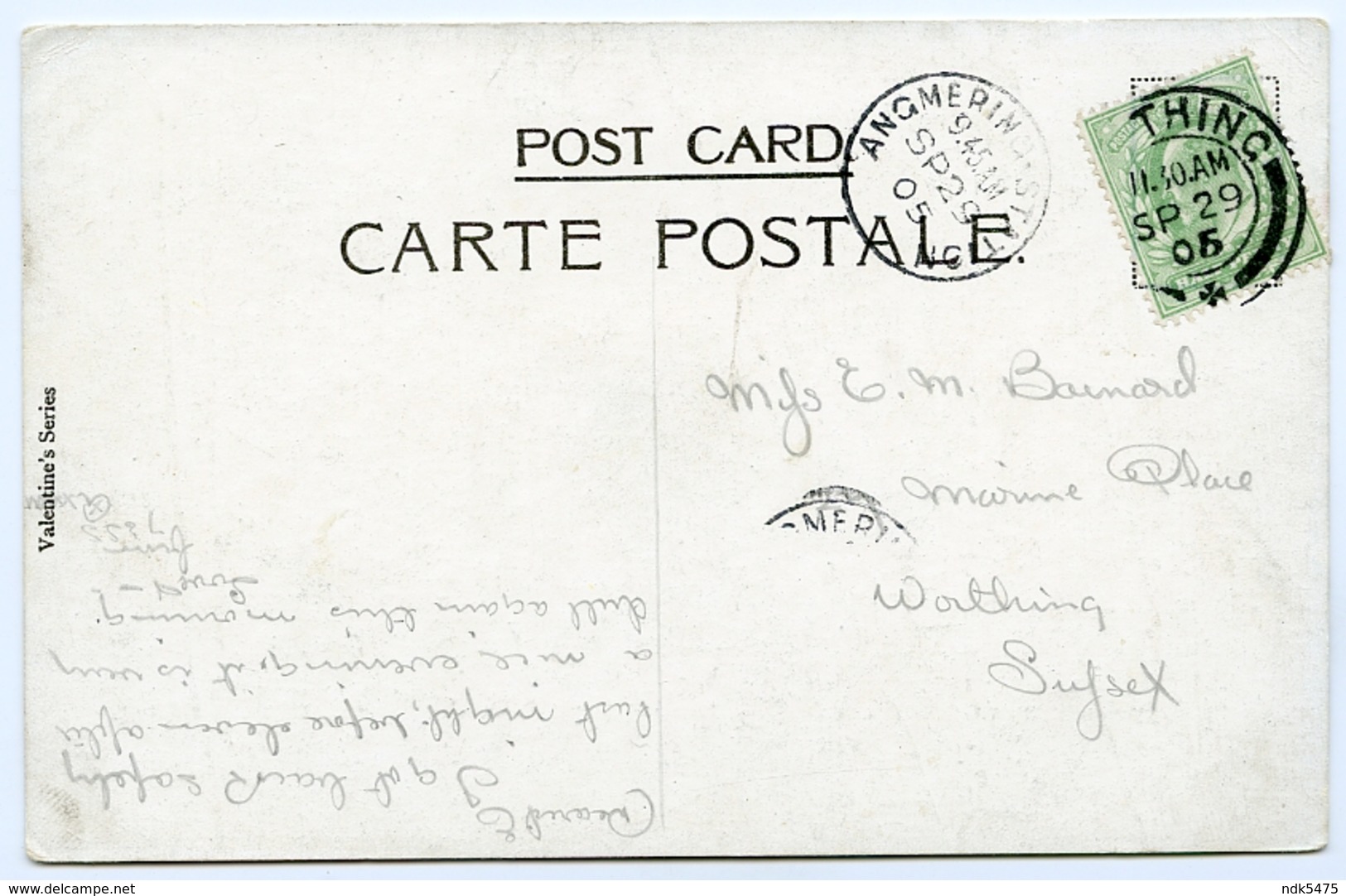 MAROC : TANGIER - THE MARKET PLACE / POSTMARK - ANGMERING STATION / ADDRESS - WORTHING, MARINE PLACE - Tanger