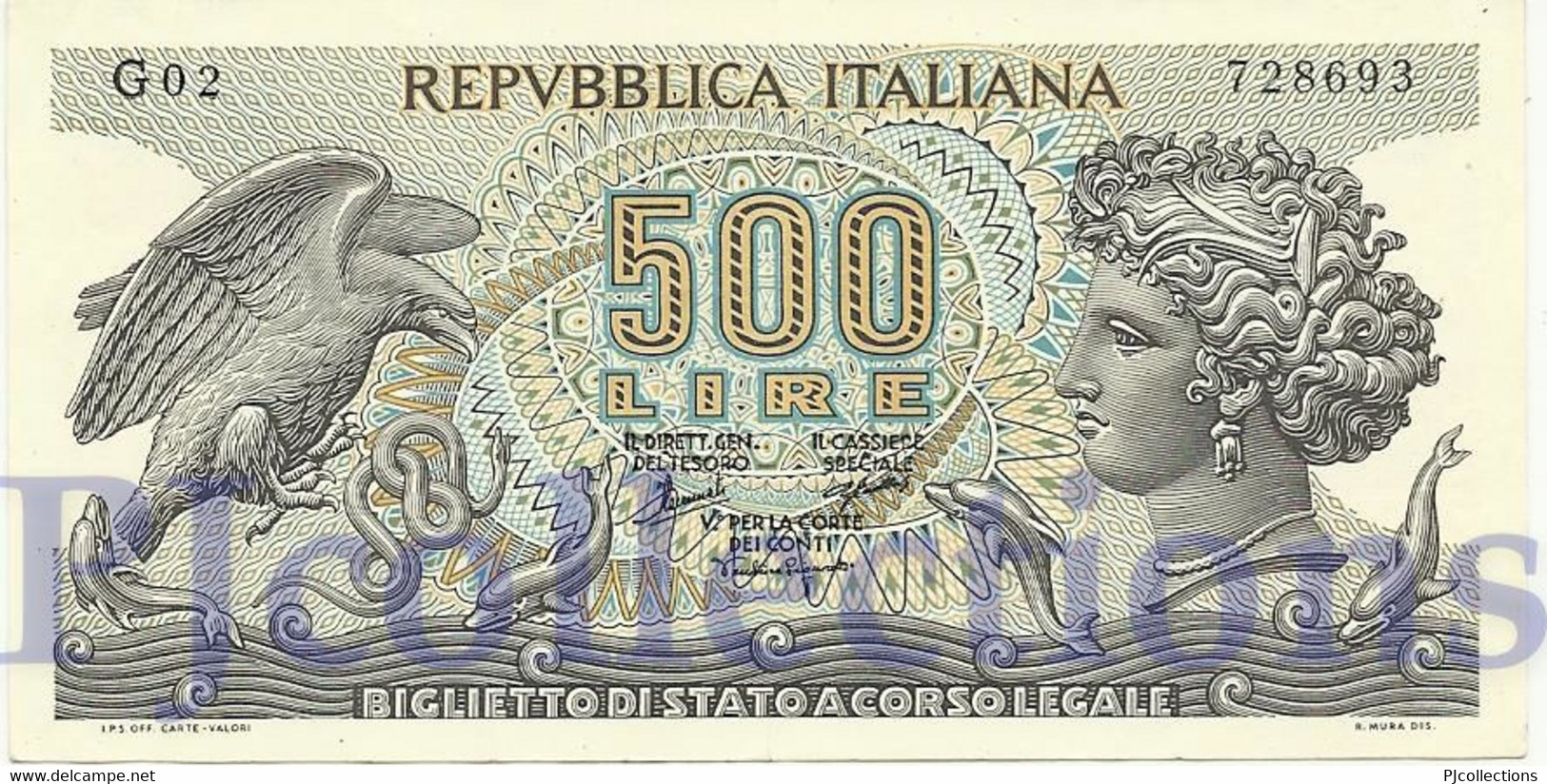 ITALY 500 LIRE 1966 PICK 93a VF+ - 500 Liras