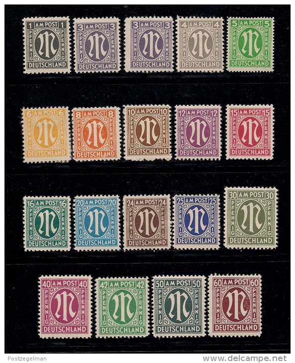 GERMANY, ALLIED OCCUPATION , 1945, Hinged Unused Stamp(s) Numbers, MI 16=35  #13404, 19 Values Only - Other & Unclassified