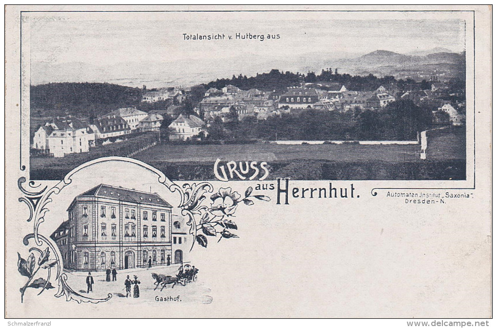 Litho Vorläufer AK Gruss Herrnhut Blick Hutberg Gasthof Welcher ? Oderwitz Oberoderwitz Eibau Kottmarhäuser Strahwalde - Herrnhut