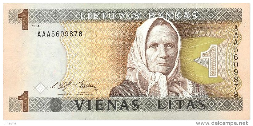 LITHUANIA 1 LITAS 1994 PICK 53a UNC - Lituanie